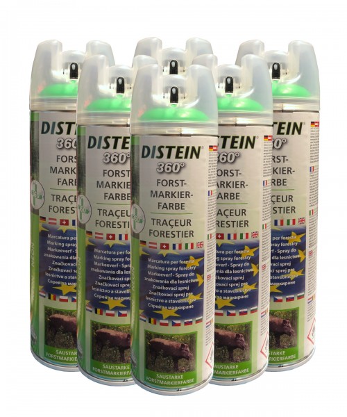 6x Distein Signierspray Forstmarkierfarbe Ergonom 360° Farbe neongrün