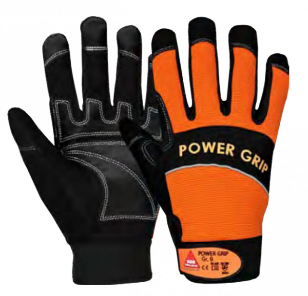 POWER GRIP Handschuhe schwarz/orange Gr9    1019 5209