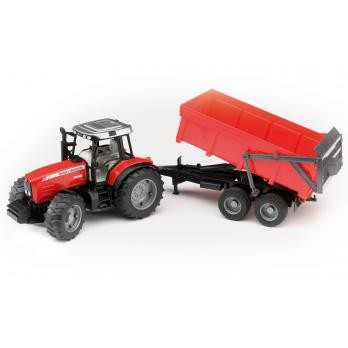 BRUDER 02045 Massey Ferguson 7480 mit Wannenkippanhänger