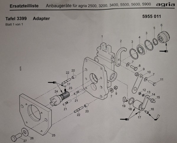 Ersatzteilpaket für Agria Adapter 5955 011, 4-Teilg    0625 9283