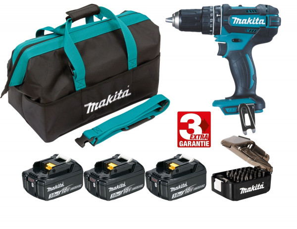 Makita Akku-Schlagbohrschrauber 18 V inkl. 3x Akku 3,0 Ah DHP482RFX3