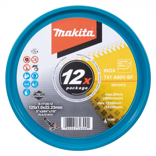 Makita E-17120-12 Trennscheiben 125 mm &#8226; 1,0 mm &#8226; 12 Stück &#8226; A60V-BF &#8226; INOX