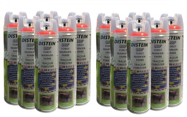 12x Distein Signierspray Markierspray Forstmarkierfarbe Ergonom 360° neonrot