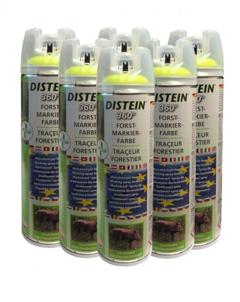 6x Distein Signierspray Markierspray Forstmarkierfarbe Ergonom 360° neongelb